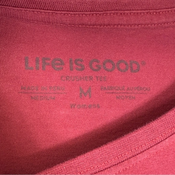 Life Is Good, Crusher Tee, Cranberry Long Sleeve Tee. Size Medium. Snow globe. - Picture 4 of 6